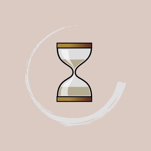 Illustration d'un sablier sur fond pastel représentant le tarif à l'heure